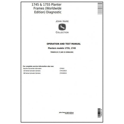 TM609119 John Deere 1745 & 1755 Planters Frames Pdf Operation and Tests Manual 