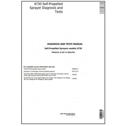 TM802419 John Deere 4730 Self-Propelled Sprayer Pdf Diagnosis and Tests Service Manual