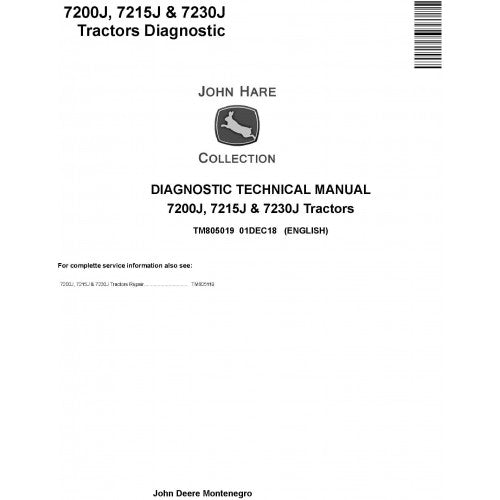 TM805019 John Deere 7200J, 7215J and 7230J Tractor Pdf Diagnostic Technical Manual