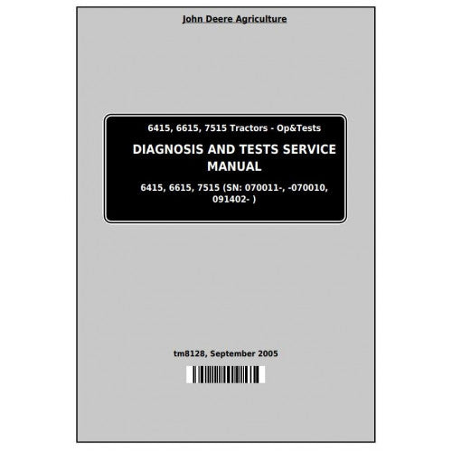 TM8128 John Deere 6415, 6615, 7515 Tractor Pdf Diagnosis and Tests Service Manual