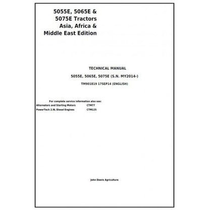 TM901819 John Deere 5055E, 5065E, 5075E Tractor Pdf Technical Service Manual